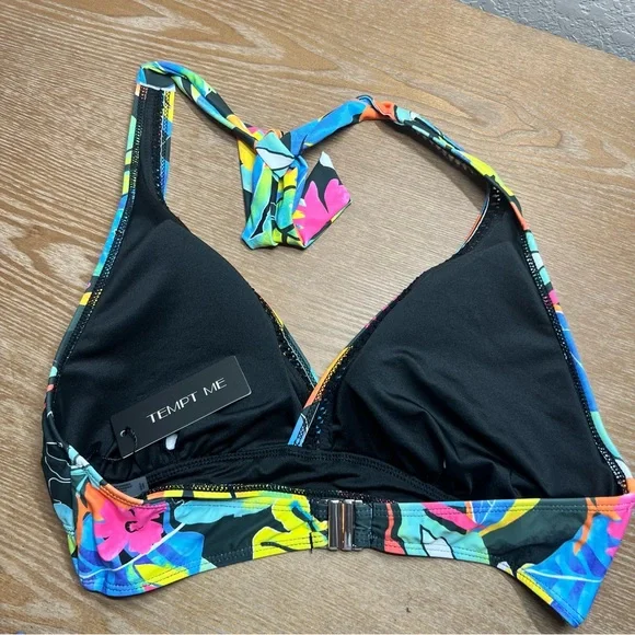 Women’s Tropical Floral Halter Swim Top - Multi - Picture 2 of 3